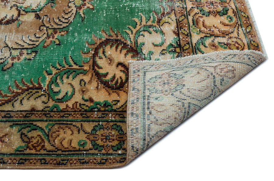 Tirena Yeşil ve Bej Madalyon Desenli El Dokuma Halı 166x275 cm – detay görünümü