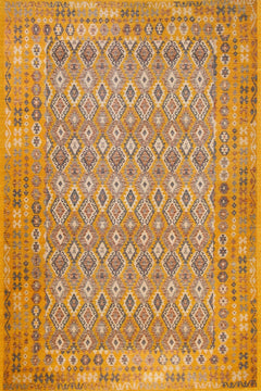 Sarı Etnik Modern Etnik Desenli Halı  | Makinada Yıkanabilir | Hav Toz Vermez | Leke Tutmayan | Kaymaz Taban | Dijital Makine Baskı | Salon Yolluk Mutfak Halısı