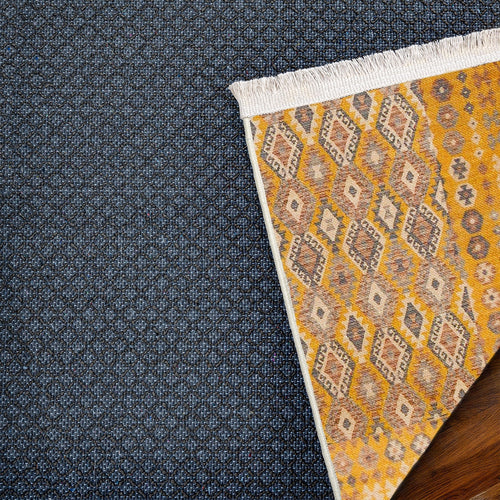 Sarı Etnik Modern Etnik Desenli Halı  | Makinada Yıkanabilir | Hav Toz Vermez | Leke Tutmayan | Kaymaz Taban | Dijital Makine Baskı | Salon Yolluk Mutfak Halısı