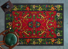 Kırmızı Etnik Modern Etnik Desenli Halı  | Makinada Yıkanabilir | Hav Toz Vermez | Leke Tutmayan | Kaymaz Taban | Dijital Makine Baskı | Salon Yolluk Mutfak Halısı