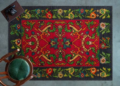 Kırmızı Etnik Modern Etnik Desenli Halı  | Makinada Yıkanabilir | Hav Toz Vermez | Leke Tutmayan | Kaymaz Taban | Dijital Makine Baskı | Salon Yolluk Mutfak Halısı