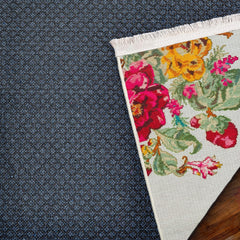 Krem Çiçekli Modern Etnik Desenli Halı  | Makinada Yıkanabilir | Hav Toz Vermez | Leke Tutmayan | Kaymaz Taban | Dijital Makine Baskı | Salon Yolluk Mutfak Halısı