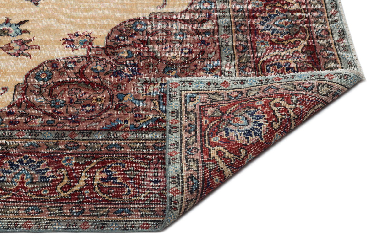Tirena Bej ve Bordo Madalyon Desenli El Dokuma Halı 187x309 cm – detay görünümü