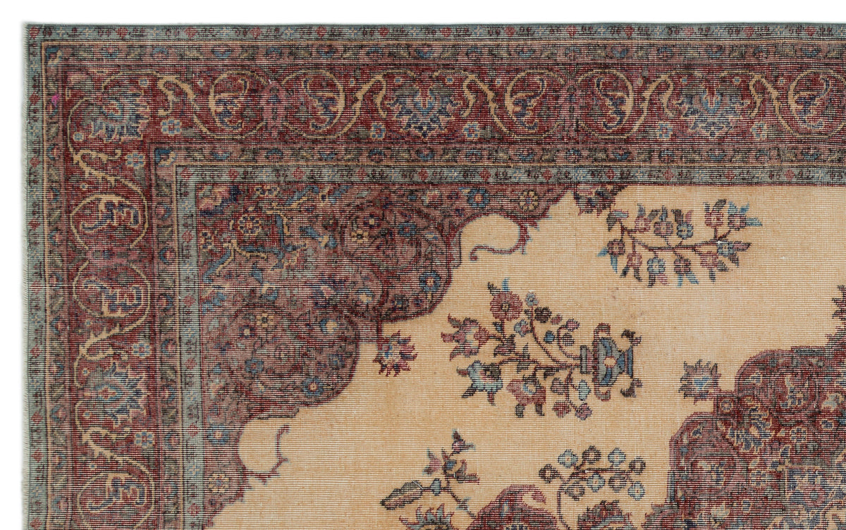 Tirena Bej ve Bordo Madalyon Desenli El Dokuma Halı 187x309 cm – detay görünümü