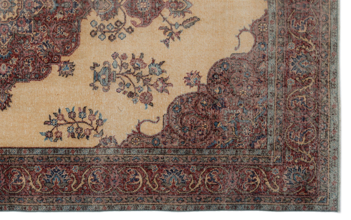 Tirena Bej ve Bordo Madalyon Desenli El Dokuma Halı 187x309 cm – detay görünümü