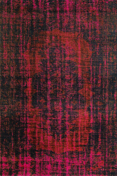 Kırmızı Soyut Modern Etnik Desenli Halı  | Makinada Yıkanabilir | Hav Toz Vermez | Leke Tutmayan | Kaymaz Taban | Dijital Makine Baskı | Salon Yolluk Mutfak Halısı