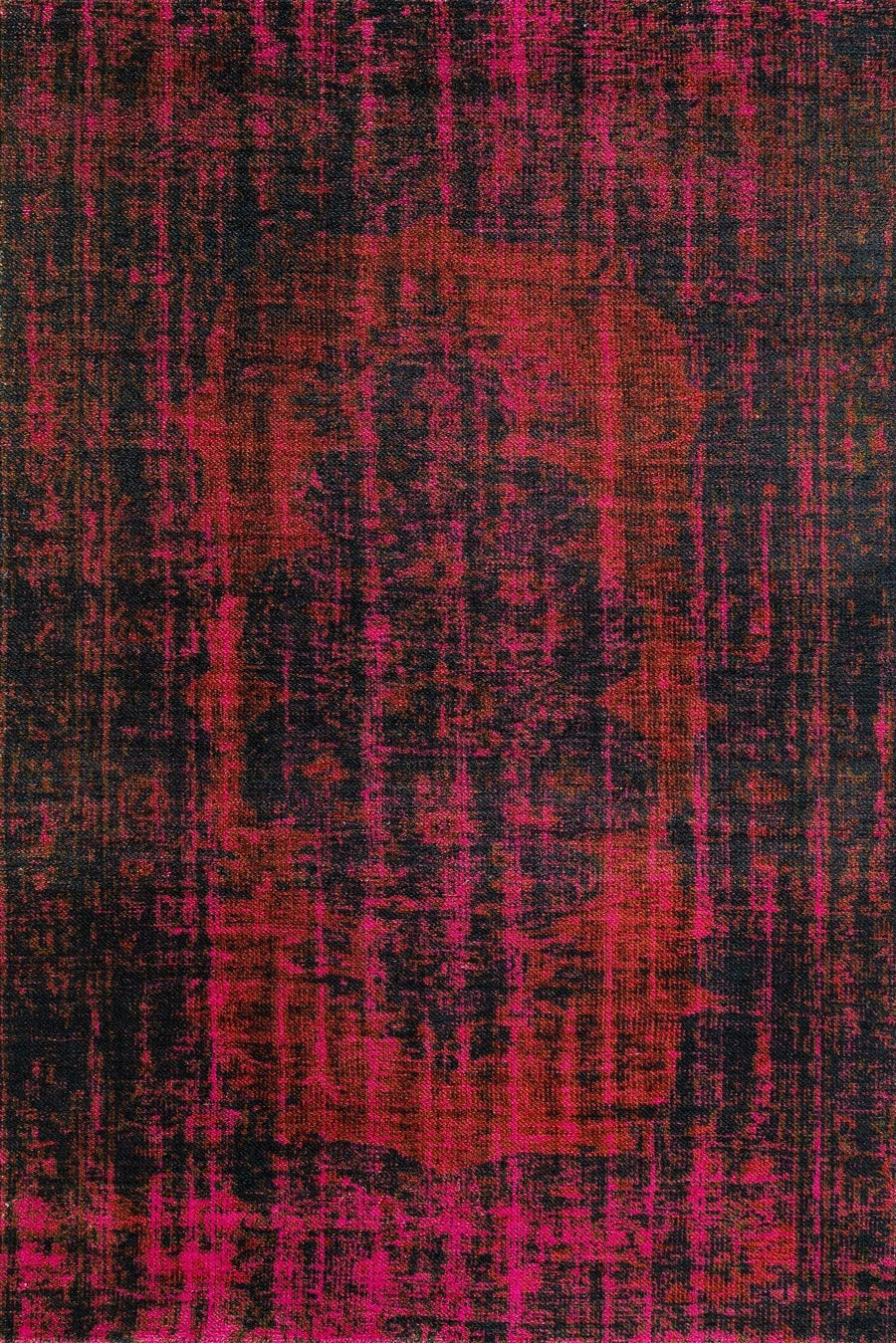 Black and Pink Abstract Machine Washable Area Rug – in the hallway