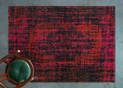 Kırmızı Soyut Modern Etnik Desenli Halı  | Makinada Yıkanabilir | Hav Toz Vermez | Leke Tutmayan | Kaymaz Taban | Dijital Makine Baskı | Salon Yolluk Mutfak Halısı