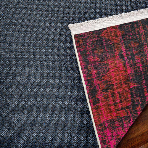 Kırmızı Soyut Modern Etnik Desenli Halı  | Makinada Yıkanabilir | Hav Toz Vermez | Leke Tutmayan | Kaymaz Taban | Dijital Makine Baskı | Salon Yolluk Mutfak Halısı