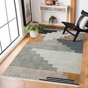 Gri Geometrik Modern Etnik Desenli Halı  | Makinada Yıkanabilir | Hav Toz Vermez | Leke Tutmayan | Kaymaz Taban | Dijital Makine Baskı | Salon Yolluk Mutfak Halısı