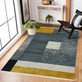 Anthracite Petroleum Blue Geometric Modern Living Room Rug