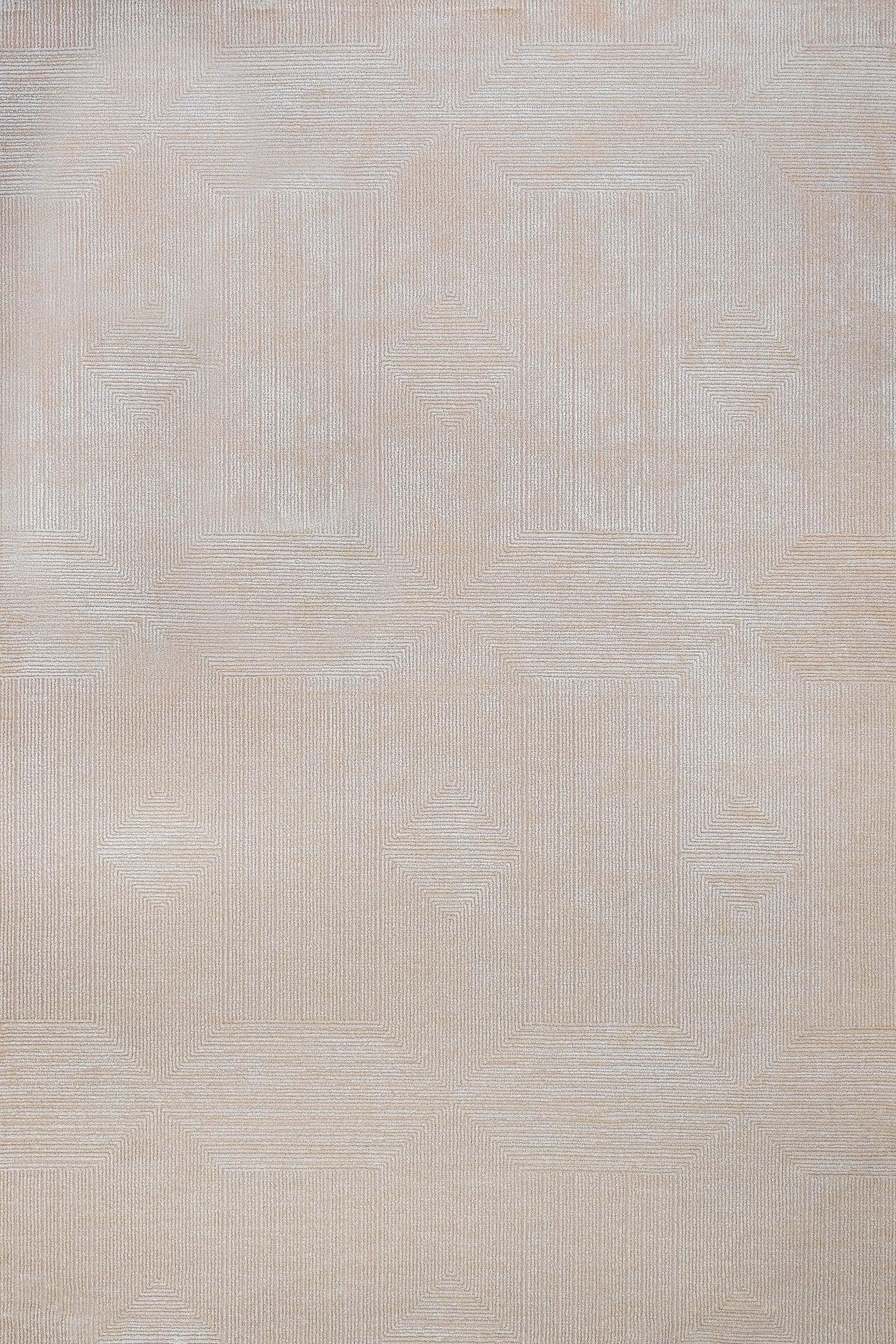 Bej Gri Geometrik Minimalist Halı - Yıkanabilir - Kaymaz Taban - Pati Dostu