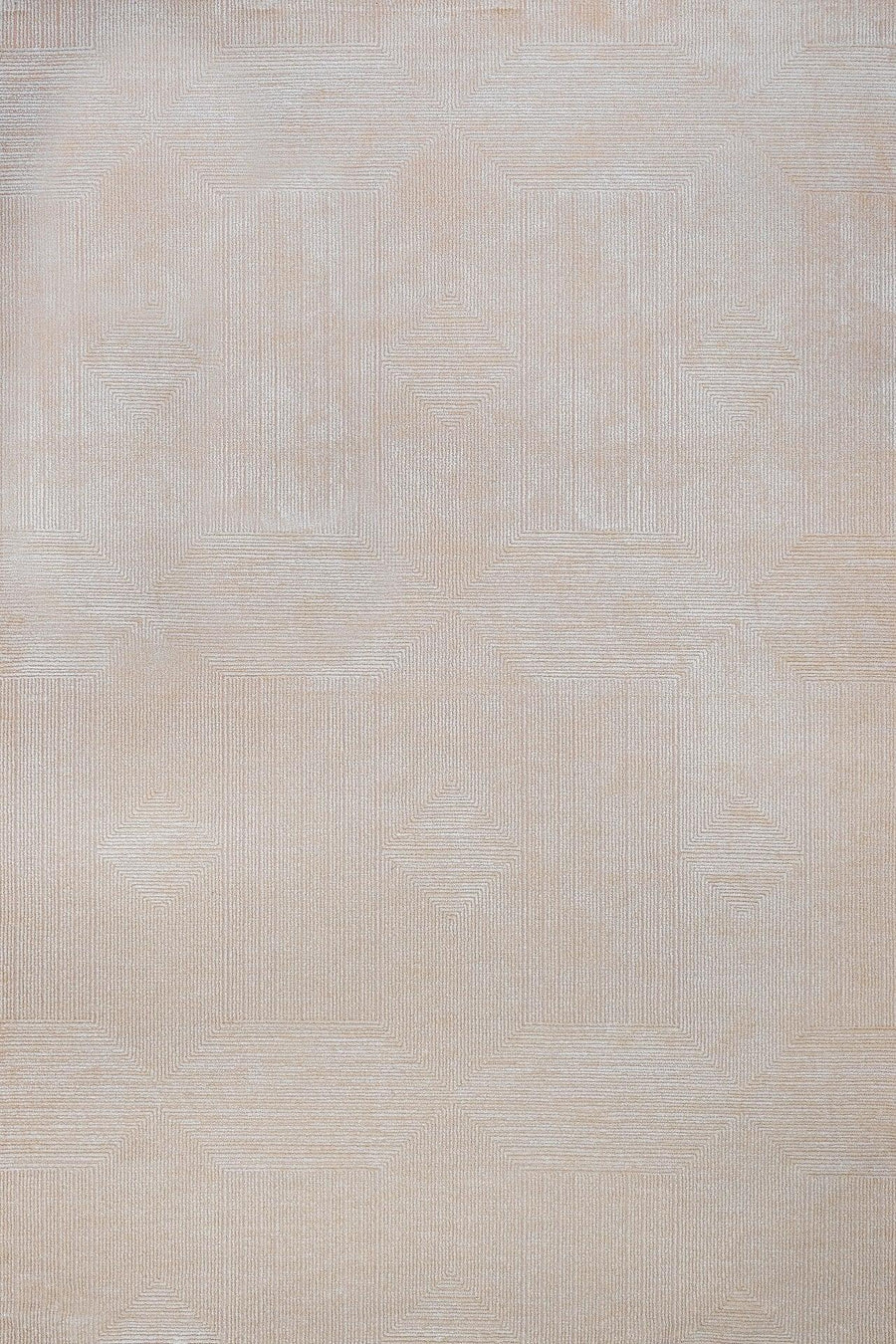 Bej Gri Geometrik Minimalist Halı - Yıkanabilir - Kaymaz Taban - Pati Dostu