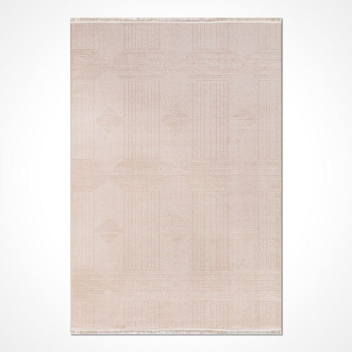 Bej Modern Akrilik Makine Halısı