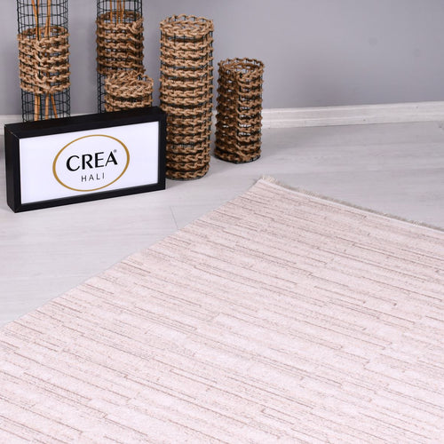 Bej Modern Akrilik Makine Halısı