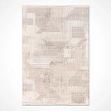 Cream Beige Modern Geometric Living Room Rug Linear - Acrylic