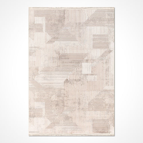 Bej Modern Akrilik Makine Halısı