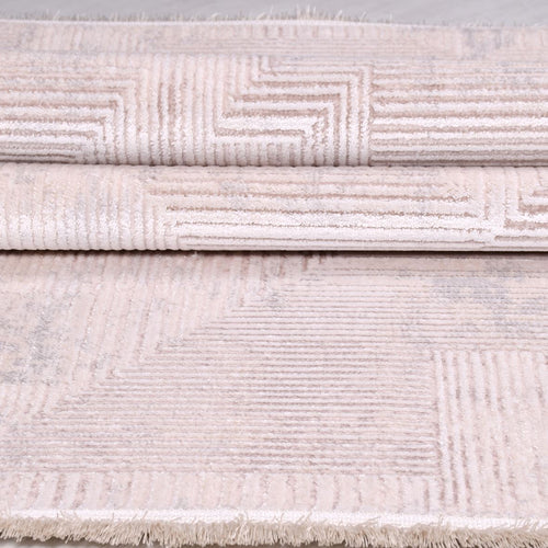 Bej Modern Akrilik Makine Halısı