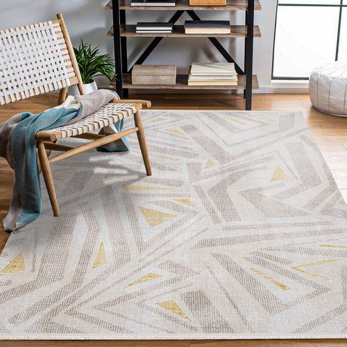 Bej Modern Akrilik Makine Halısı