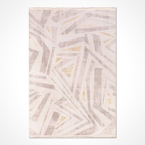 Bej Modern Akrilik Makine Halısı