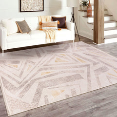 Bej Modern Akrilik Makine Halısı