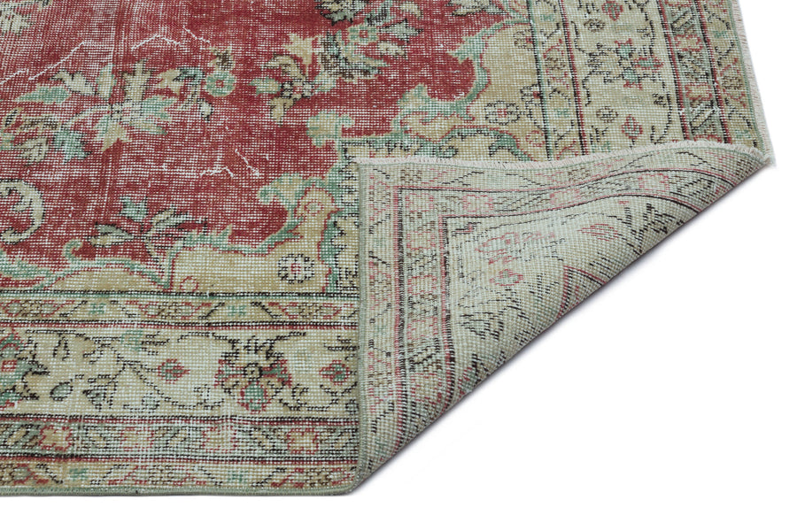 Tirena Kırmızı ve Bej Madalyon Desenli El Dokuma Halı 180x289 cm – detay görünümü