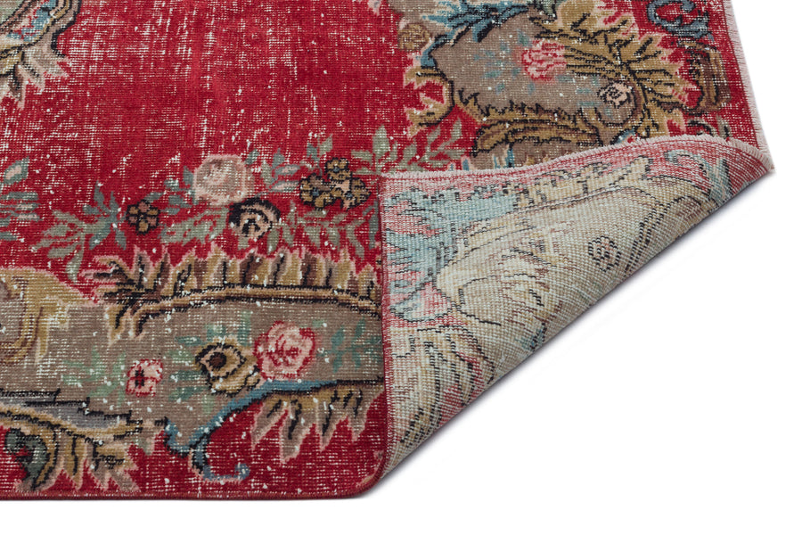 Tirena Kırmızı ve Bej Madalyon Desenli El Dokuma Halı 163x270 cm – detay görünümü
