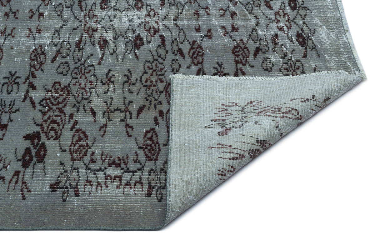 Tirena Gri ve Bordo Çiçek Desenli El Dokuma Halı 148x237 cm – detay görünümü