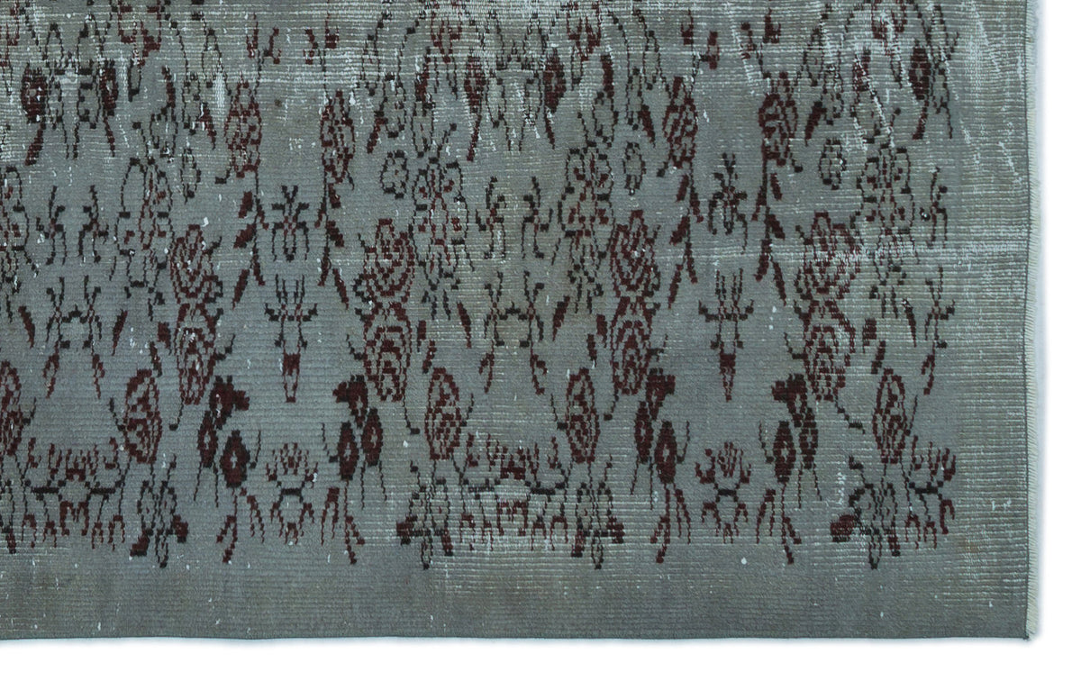 Tirena Gri ve Bordo Çiçek Desenli El Dokuma Halı 148x237 cm – detay görünümü