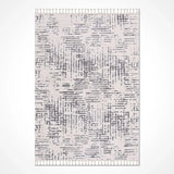 Cream Anthracite Modern Living Room Rug Linear