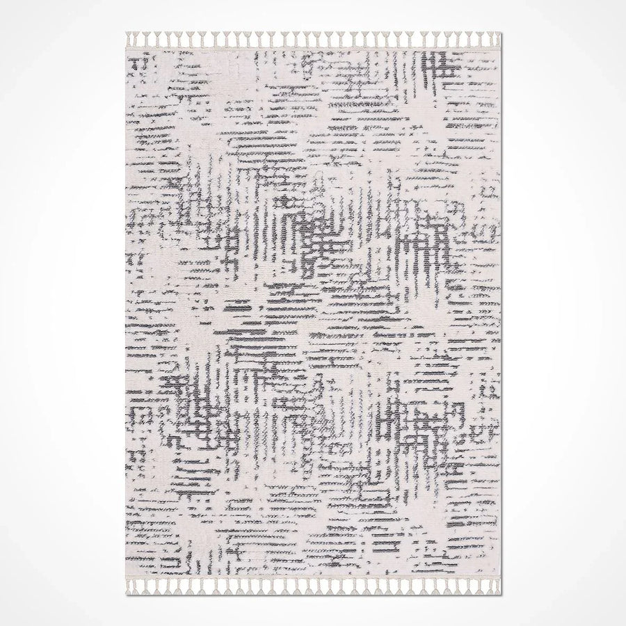 Gri Dokulu Eskitme Triko Halı - Pati Dostu - Toz Vermez