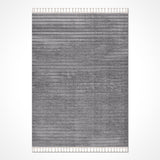 Grey Living Room Rug with White Stripes Modern Design