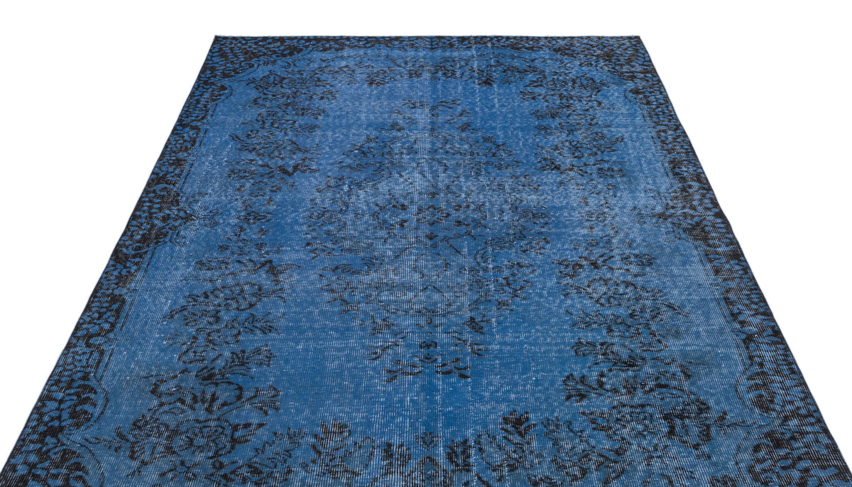 Tirena Mavi ve Siyah Çiçek Desenli El Dokuma Halı 170x240 cm – detay görünümü