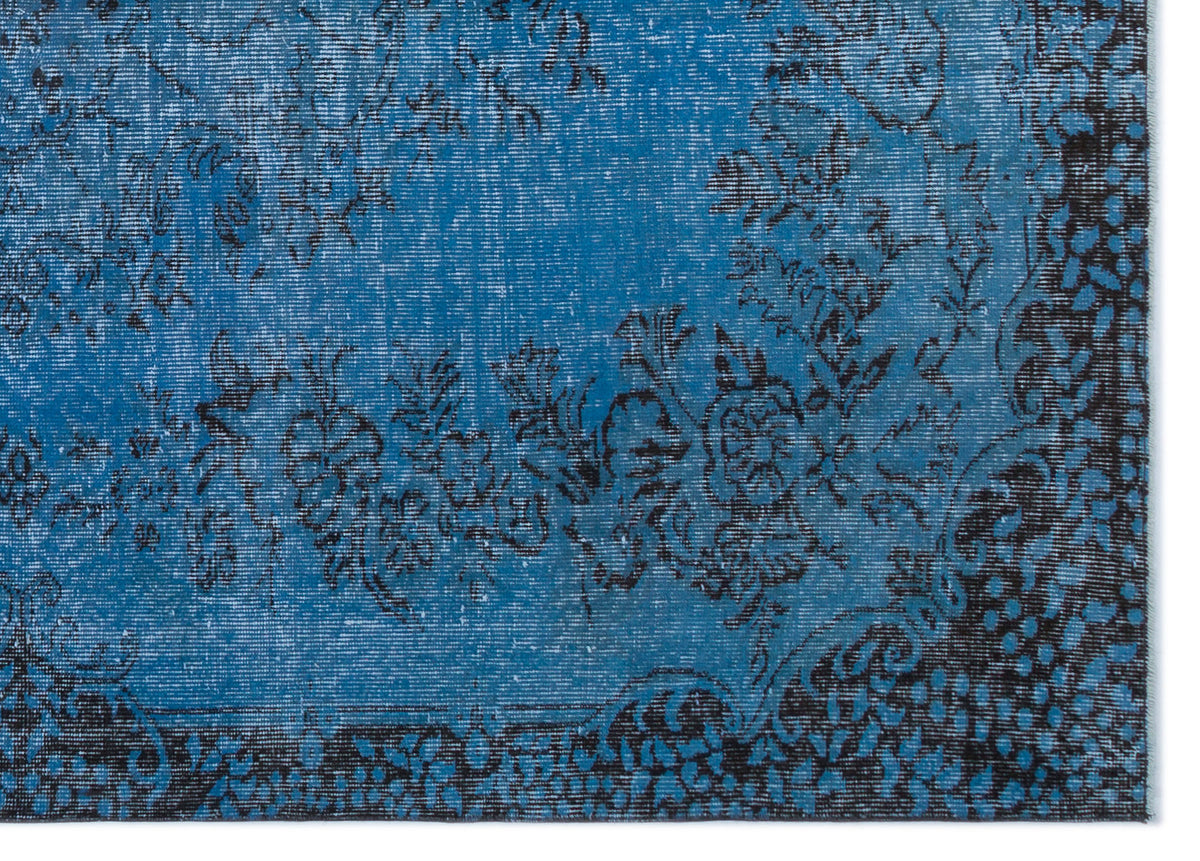 Tirena Mavi ve Siyah Çiçek Desenli El Dokuma Halı 170x240 cm – detay görünümü