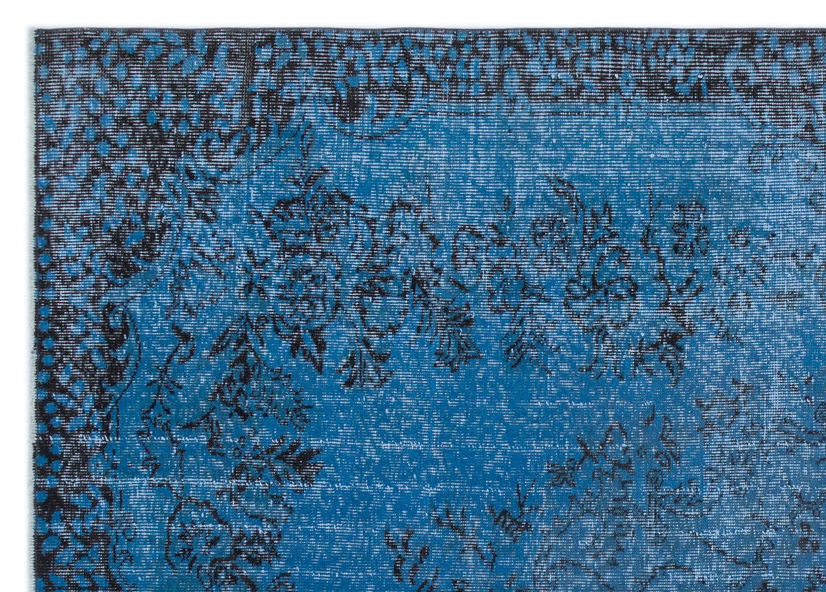 Tirena Mavi ve Siyah Çiçek Desenli El Dokuma Halı 170x240 cm – detay görünümü