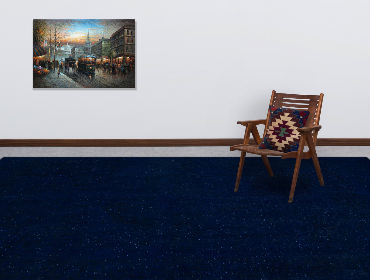 Navyel Mavi ve Lacivert Düz El Dokuma Halı 245x338 cm – detay görünümü