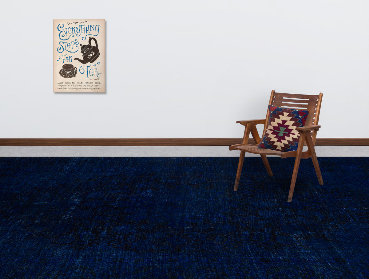 Navyel Mavi ve Lacivert Düz El Dokuma Halı 244x352 cm – detay görünümü