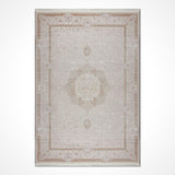 Cream Beige Classic Bedroom Rug - Polyester Machine Woven