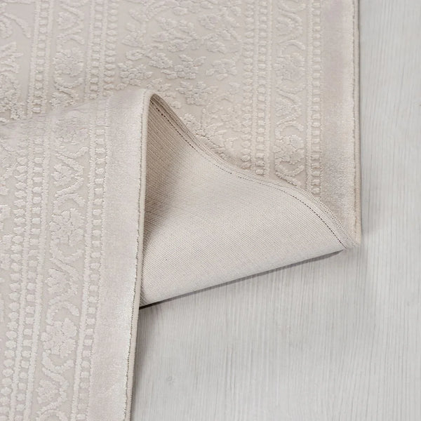 Krem Düz Minimalist Triko Halı - Pati Dostu - Toz Vermez