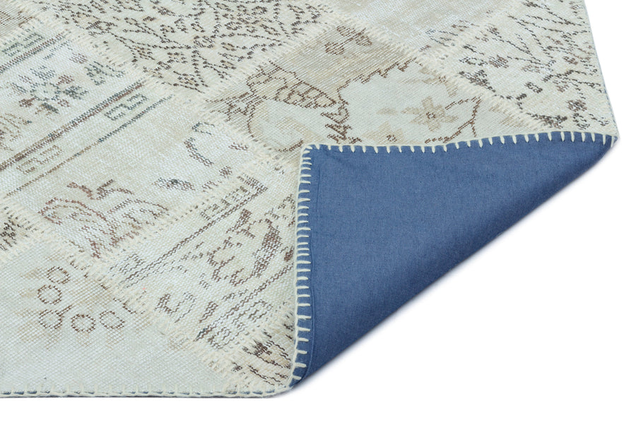 Kilva Bej ve Ekru Patchwork Desenli El Dokuma Halı 160x230 cm – detay görünümü