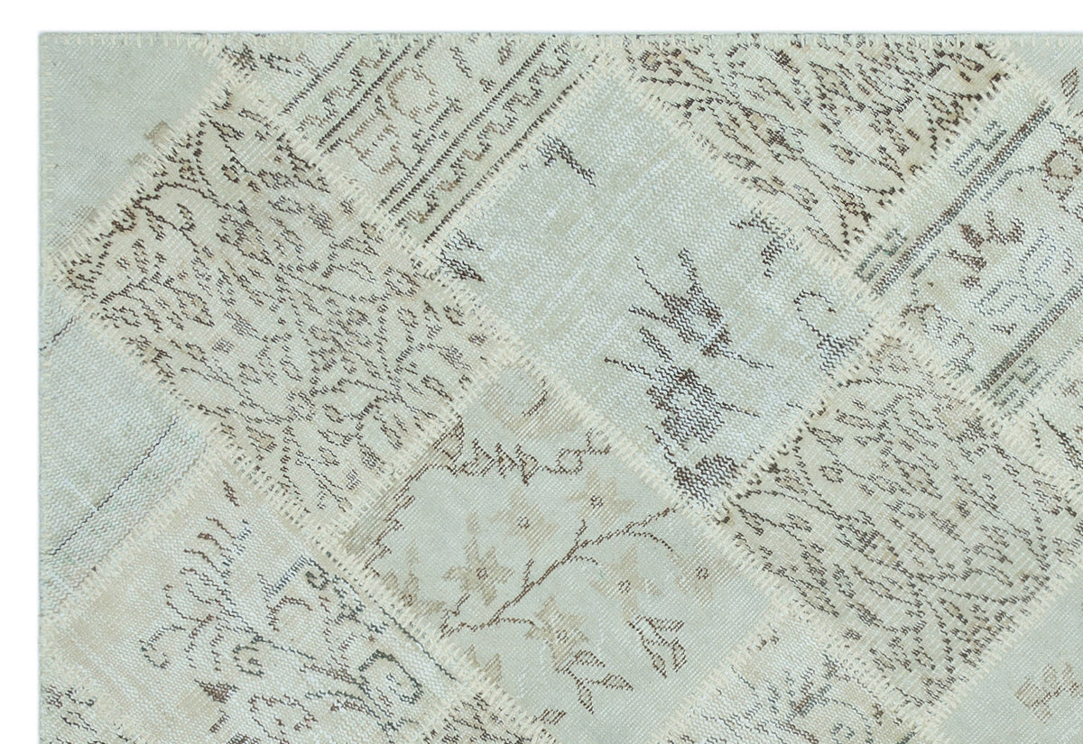 Kilva Bej ve Ekru Patchwork Desenli El Dokuma Halı 160x230 cm – detay görünümü