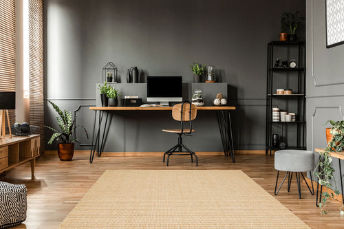 Modern Kilim Halı - Renkli Kaymaz Dokuma Hasır Görünümlü Yumuşak Doku