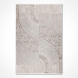 Beige Light Brown Modern Geometric Living Room Rug Linear - Acrylic