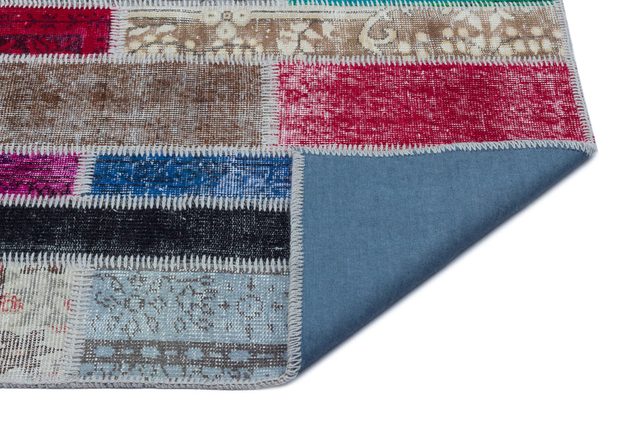 Kilva Çok Renkli ve Gri Patchwork Desenli El Dokuma Halı 155x231 cm – detay görünümü