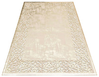 Beige Distressed Bordered Area Rug