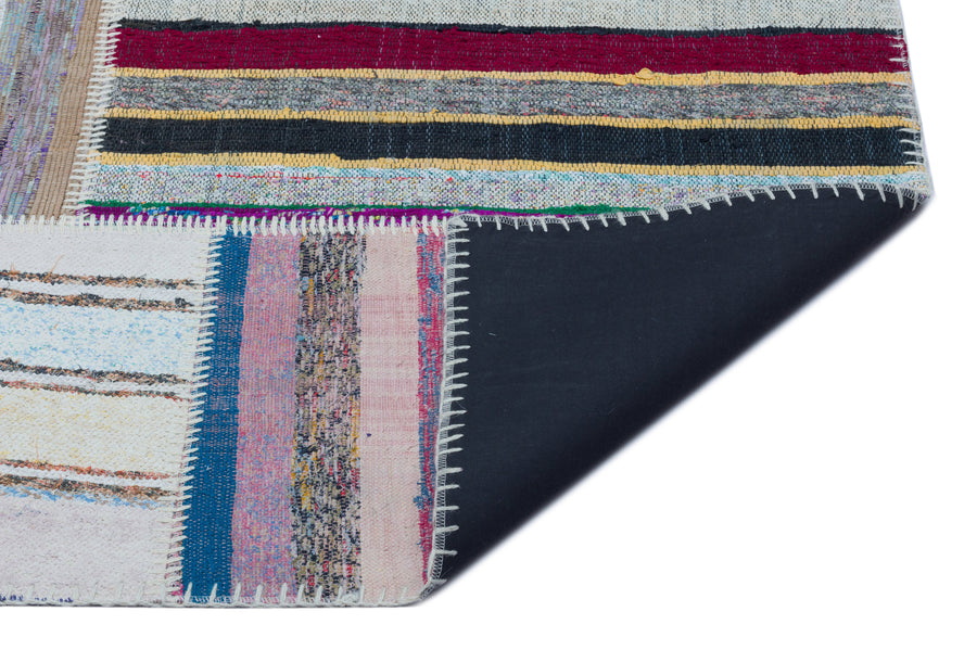 Kenove Çok Renkli ve Beyaz Çizgili El Dokuma Kilim 160x226 cm – detay görünümü