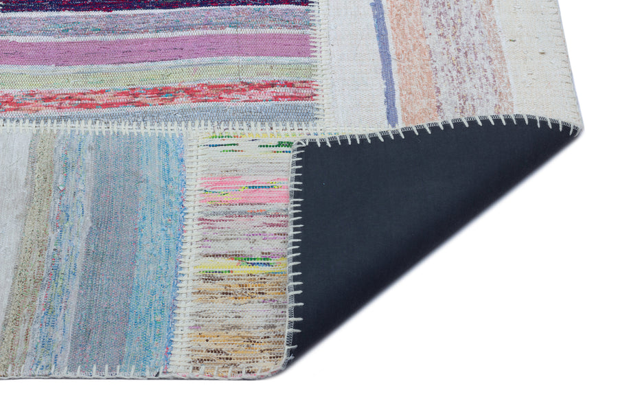 Kenove Çok Renkli ve Beyaz Çizgili El Dokuma Kilim 160x225 cm – detay görünümü