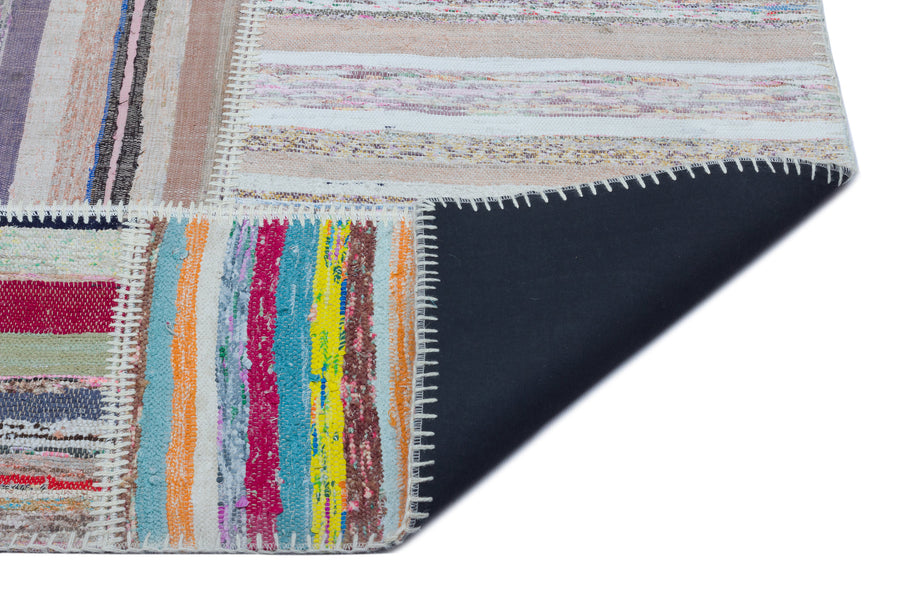 Kenove Çok Renkli ve Beyaz Çizgili El Dokuma Kilim 160x225 cm – detay görünümü