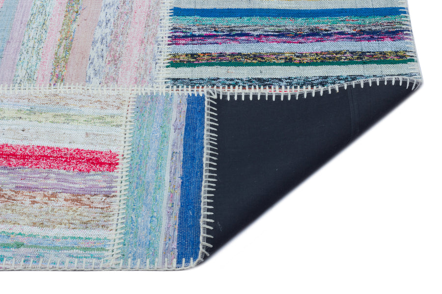 Kenove Çok Renkli ve Beyaz Çizgili El Dokuma Kilim 160x225 cm – detay görünümü