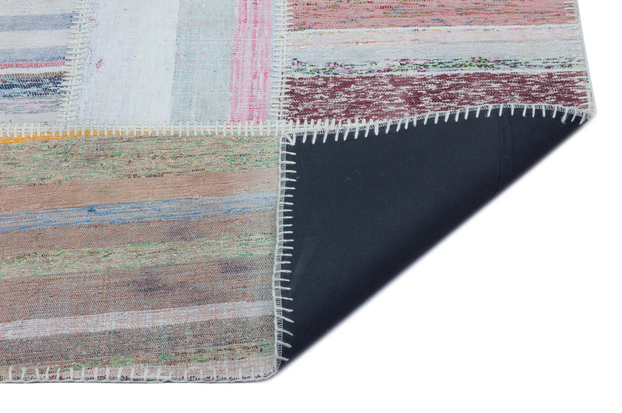 Kenove Çok Renkli ve Beyaz Çizgili El Dokuma Kilim 160x226 cm – detay görünümü